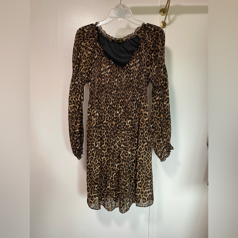 Melissa Paige Leopard Print Long Sleeve Dress